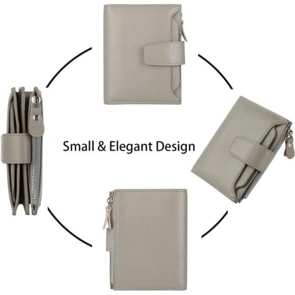 New Small Compact Women Wallet RFID Blocking Genuine Leather Bifold Purse - Picture 3 of 6